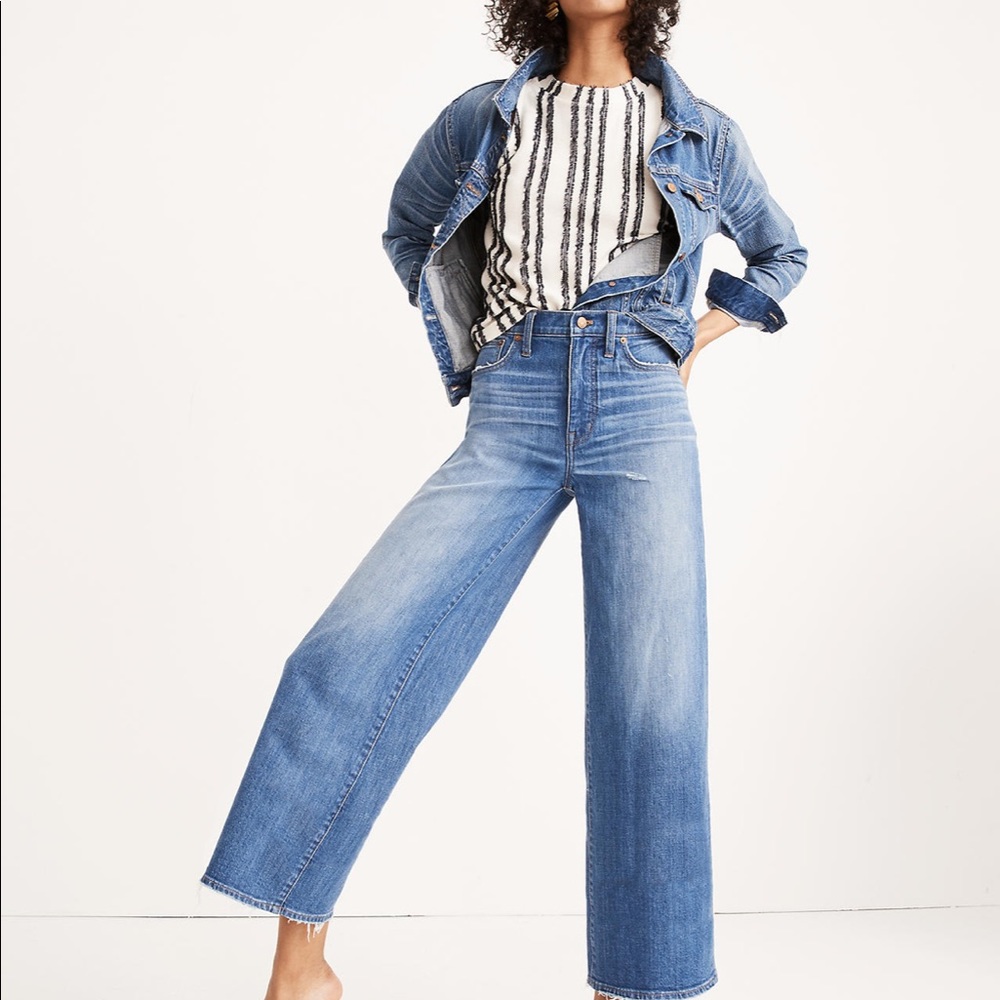 Madewell High Waist Wide Leg Crop Denim Pants